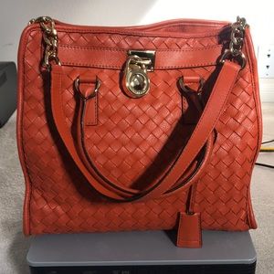Michael Kors Hamilton Woven Burnt-Orange Purse
